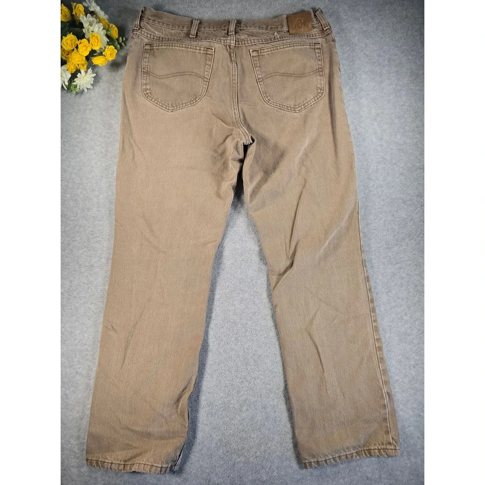 Vintage Lee Mens Tan Brown‎ Denim Jeans 40x32 Straight Leg 100% Cotton